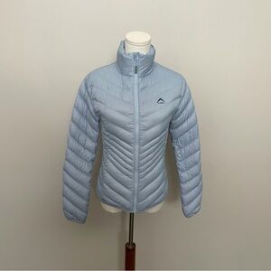 K-Way Jacket Puffer Duck Down Lightweight Packable Pockets Travel 650 FP Blue